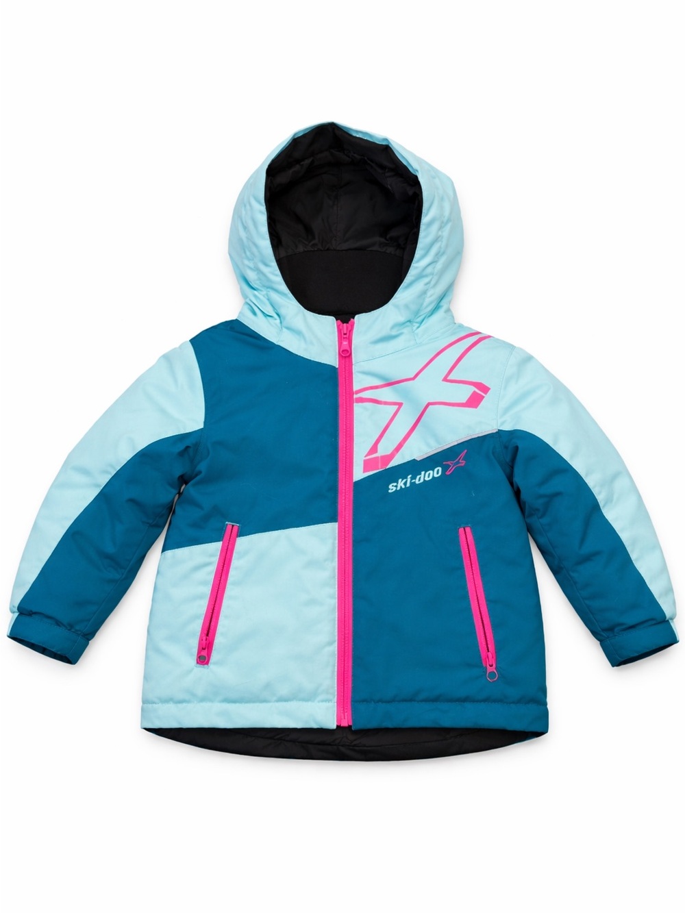 Ski-Doo Kids Winter Jacket Size 3 Teal Blue Pink Insulated Snow Coat